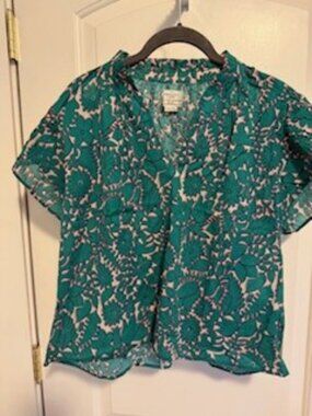 Trovata Birds of Paradis (Clover) Green Floral and Leaves Blouse